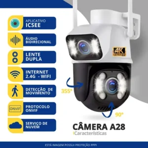 Câmera Segurança Ip Externa Wifi A28 App Icsee À Prova Dágua - Imagem 3