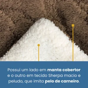Edredom Cobertor Coberdrom Sherpa Casal Queen Grosso Macio Cor Caqui - Imagem 10