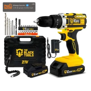 Parafusadeira Furadeira De Impacto The Black Tools Profissional TB-21PX 2 Baterias Com Maleta 60Hz Amarelo - Imagem 1