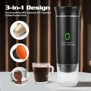 Cafeteira Portátil Elétrica Display Digital Cápsulas E Pó Preto - Imagem 2