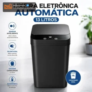 Lixeira Automatica Sensor 13L Inteligente Banheiro Cozinha Tampa Eletrica Infravermelho Abertura Automatica Sem Toque Compacta Plastico Resistente Vedacao Odor Residencial RMI - Imagem 1