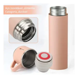 Caneca Kit Garrafa Térmica Vacuum Bottle Inox 500ml + 3 Xíca - Imagem 6
