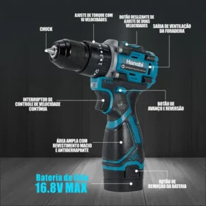 Parafusadeira Furadeira De Impacto Sem Escova 16.8v 2.0ah - Imagem 9