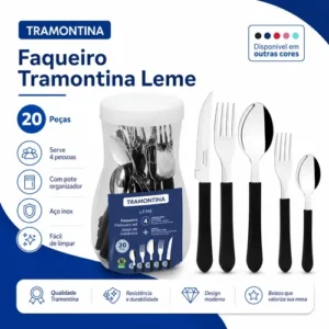 Jogo De Talheres Faqueiro Tramontina Aço Inox Leme 20 Peças - Imagem 3