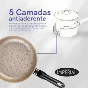 Conjunto de panelas 8 peças preto Alumínio Imperial Elegant - Imagem 5