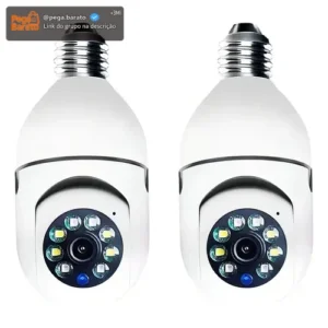 Kit 2 Câmeras Segurança 360º Jortan Wifi IP HD Visão Noturna Lâmpada - Imagem 1