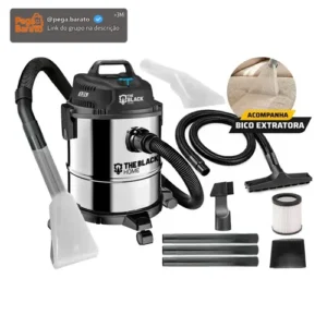 Aspirador De Pó E Água Inox Turbo 12 Litros 1200w Com Soprador E Bico Extratora Multiuso Tbac120 The Black Tools - Imagem 1