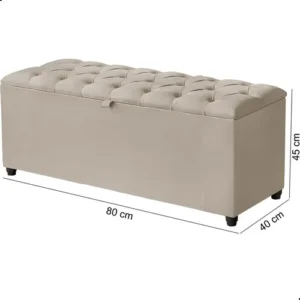 Recamier Calçadeira Baú Estofado Solteiro Berlim 0,80cm Bege - Imagem 6
