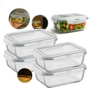 Kit 4 Potes Vidro 1040ml Hermético Marmita Forno Refratário - Imagem 8