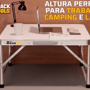 Mesa Dobrável Praia Camping Alumínio 60x45cm Vira Maleta Cor Branco e Prateado The Black Tools - Imagem 9