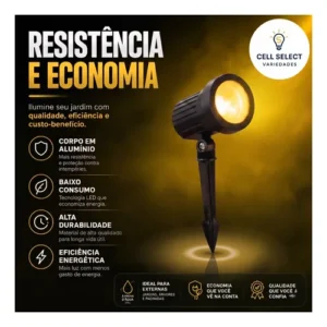 Kit 10 Luminária Espeto Jardim Super Led 7w Ip65 Prova Dágua - Imagem 6