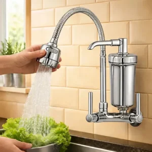 Torneira De Cozinha Com Filtro Gourmet 2 Jatos Tubo Flexível Refil Carvão Ativado Água Filtrada Purificada Marca Forte Lar Metais Parede Prateado Cromado Parede Cromado - Imagem 9