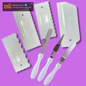 Kit 7 Espátulas Decorativas Profissional Para Bolo Cobertura - Imagem 1
