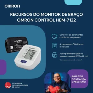Monitor De Pressão Arterial De Braço Control+ Hem-7122 Omron Cor Blanco - Imagem 4