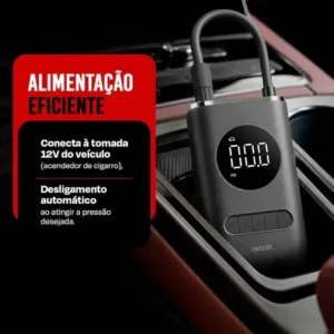 Mini Compressor Digital Portátil Rezzet para Carro Moto e Bicicleta com Calibrador Digital Inflador Elétrico de Pneus LCD Lanterna LED Compacto e Recarregável Preto - Imagem 5