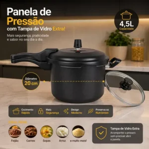 Panela De Pressão 4,5 Litros Antiaderente Fechamento Externo - Imagem 3