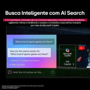 Smart TV Profissional 4K 55" LG UHD 55AU801 Processador α7 AI Ger8 Super Upscaling Google Cast Alexa Integrado Controle AI Smart Magic WebOS 25 - Imagem 6