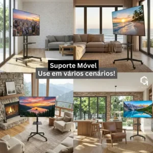Suporte Pedestal Para Tv De 23 A 60 Com Rodinhas Bandeja Cor Preto - Imagem 9