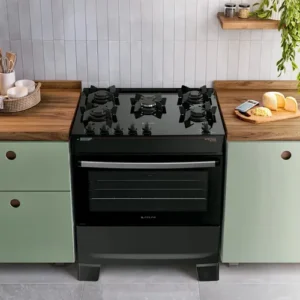 Fogão 5 Bocas Atlas Atenas Glass A Gás com Mesa de Vidro e Mega Chama Preto Bivolt - Imagem 6