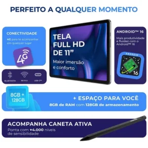 Tablet Positivo Vision Tab 11 Caneta E Capa 4g 11 128gb Preto - Imagem 4