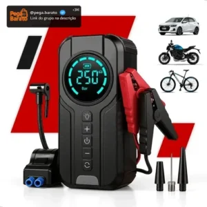 Auxiliar de Partida Carregador Bateria Com Compressor de Ar Emergência Portátil Veicular Floots Automotivo - Imagem 1