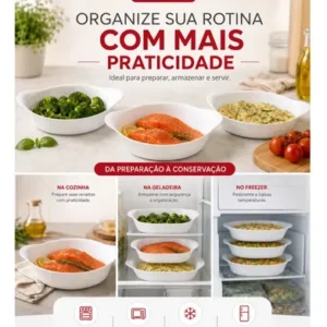 Marinex Conjunto de Assadeiras Oval Opaline 3 Peças Branco - Imagem 8