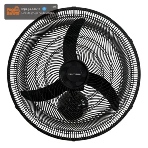 Ventilador Oscilante Parede 50cm 130w Preto Ventisol Diâmetro 50 Cm Material Das Pás Plástico Quantidade De Pás 3 - Imagem 1