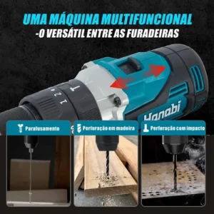 Parafusadeira Furadeira Impacto 13mm Brushless 21v 2 Bateria - Imagem 7