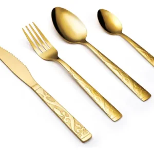 Eps-158 Kit Faqueiro Dourado Luxo Jogo Talheres Inox 24pçs + Maleta - Imagem 2