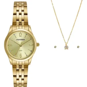 Kit Relógio Mondaine Pequeno Dourado E Colar De Cristal 32720lpmkde1k1 - Imagem 12