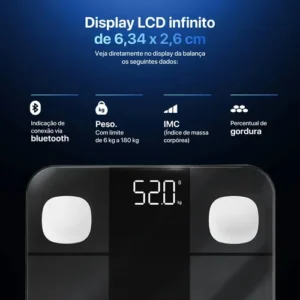 Balança Digital Corporal Bioimpedância Aplicativo Bluetooth Relaxmedic - Imagem 5