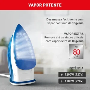 Ferro a vapor Essentialgliss azul base antiaderente Fea1 eficiente moderno prático - Imagem 7