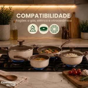 Jogo De Panelas Antiaderente 10 Peças Teflon bianco Cor Cappuccino - Imagem 7