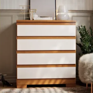 Cômoda 4 Gavetas Para Quarto De Casal Multiuso Organizadora De Roupas Com Pés Cor Off Nature - Imagem 5
