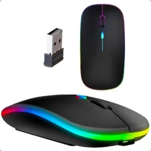 Mouse Sem Fio Recarregável Wireless Optico Led Rgb Ergonômico Sem Fio Para Pc Desktop Notebook Tablet Smartphone Homeroarte Preto - Imagem 10
