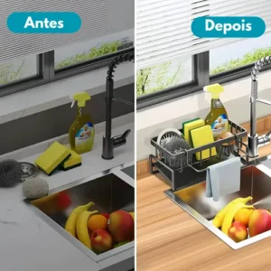 Pia Organizador Detergente Esponja Suporte Cozinha Em Metal - Imagem 6