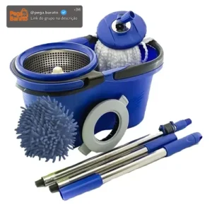 Esfregão Perfect Pro Mop 360° Balde Inox Cabo Longo Microfibra 16L - Imagem 1