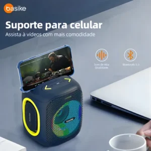 Caixa de Som Portatil Bluetooth, Rádio Fm, Subwoofer Ativo, Boombox, On The Go, Estéreo Hifi, com Rgb, Tws 1+1, Bateria 8 Horas, Caixa de Som 2.1, Cor Azul Marinho - Imagem 4
