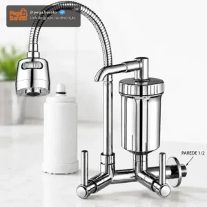 Torneira Com Filtro Com Purificador Agua Bica Flexível Gourmet para Cozinha Parede Luxo Chuveirinho 2 Modos de Jatos A Mais Vendida - Imagem 1