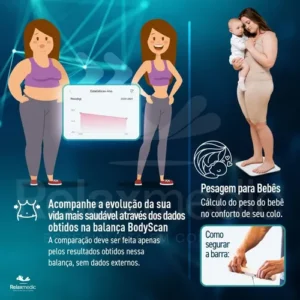 Balança De Bioimpedância Profissional 8 Sensores Digital App - Relaxmedic - Imagem 5