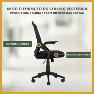 Cadeira de Escritório Presidente Ergonômica Valencia Diretor Executiva com Apoio de Braço, Suporte Lombar e Malha Respirável LuvinCo - Imagem 3