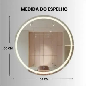 Espelho Redondo 50x50 Jateado Com 3 Cores Led Touch Camarim - Imagem 8