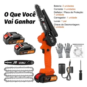 Mini Motoserra Elétrica Portátil 6 Pol Duas Baterias 700w - Imagem 11