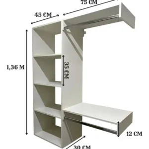 Closet Arara Aberto Com Cabideiro Suspenso De Parede Branco - Imagem 5