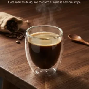 Copos Café Vidro Kit 6 Parede Dupla 90ml Borossilicato Transparente Expresso - Imagem 11