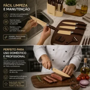 Kit Completo Facas London 17 Peças Faqueiro Tábua Acessórios - Imagem 3