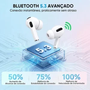 Fone de Ouvido Bluetooth 5.3 Tws Sem Fio com Microfone HD Anti Ruido A Prova D'água Compatível iPhone Samsung Xiaomi Motorola Redmi Android iOs Para Esporte Academia Trabalho Game H'maston Pro - Imagem 7