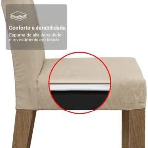 Sala De Jantar Estofada Madesa Evelin Mesa Tampo Vidro Com 4 Cadeiras Cor Rustic/Crema/Imperial MDJA0401037GSIM - Imagem 7