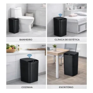 Lixeira Automatica Sensor 13L Inteligente Banheiro Cozinha Tampa Eletrica Infravermelho Abertura Automatica Sem Toque Compacta Plastico Resistente Vedacao Odor Residencial RMI - Imagem 10