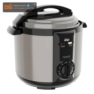 Panela de Pressão Elétrica WAP Wppe2 5 Llitro Antiaderente 900W Inox e Preta - Imagem 1